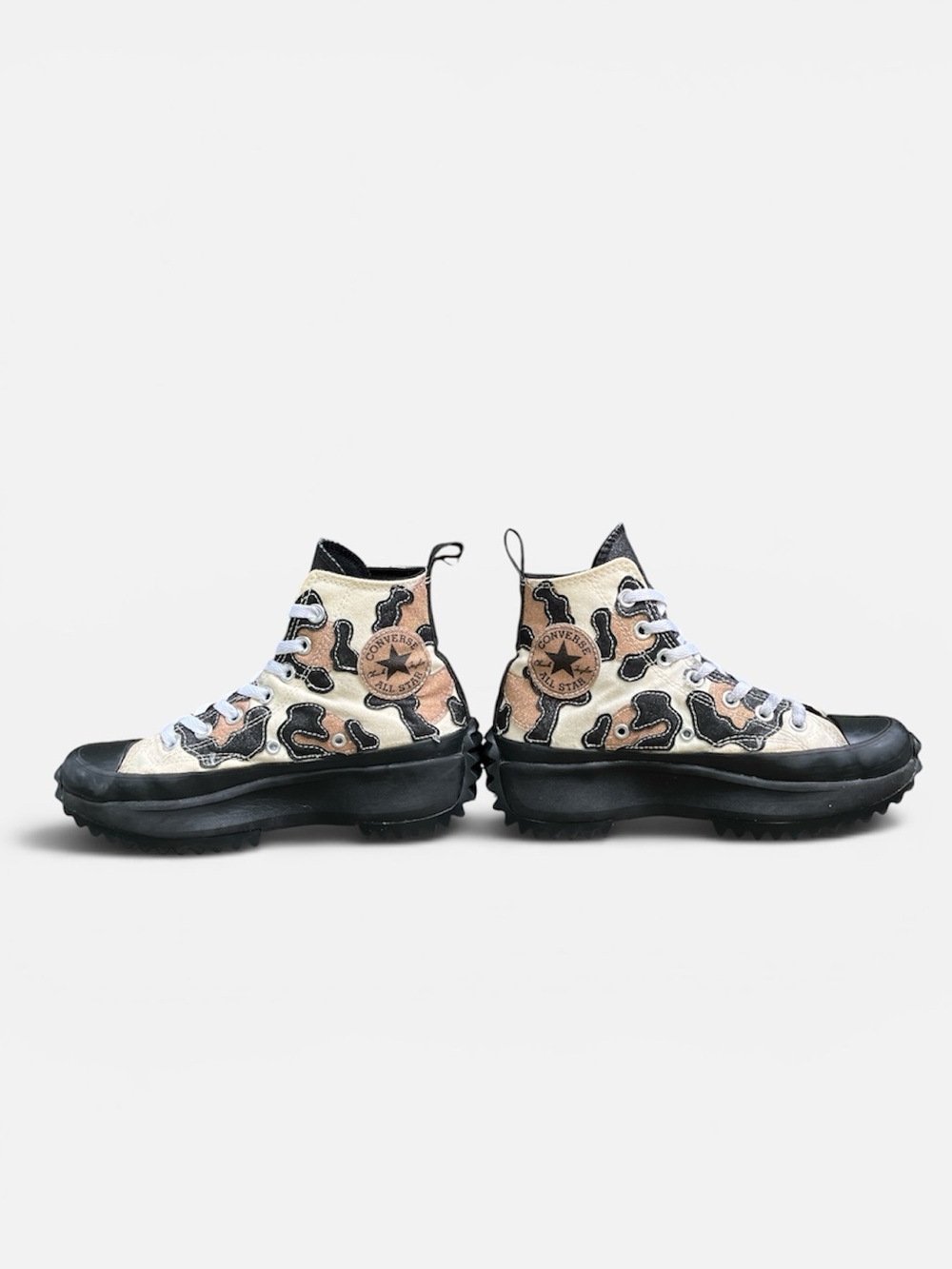 Converse Platform High-Top Sneakers in Cream, Black and Tan Camo - Picture 5 of 11